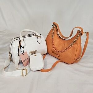 Qty 2 Juice Couture Bags Satchel Crossbody White Orange NWT